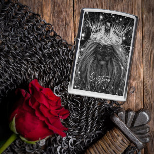 Starlight Lion with Crown Monogram Zippo Lighter