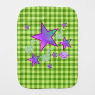Starlight Lullaby Green Gingham Baby Burp Cloth