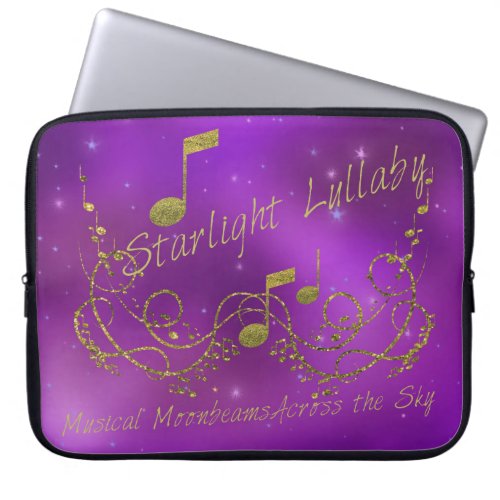 Starlight Lullaby Purple Gold Music  Sky Laptop Sleeve