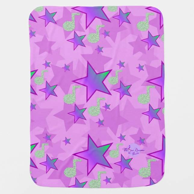 Starlight Lullaby Purple Stars Baby Blanket (Front)