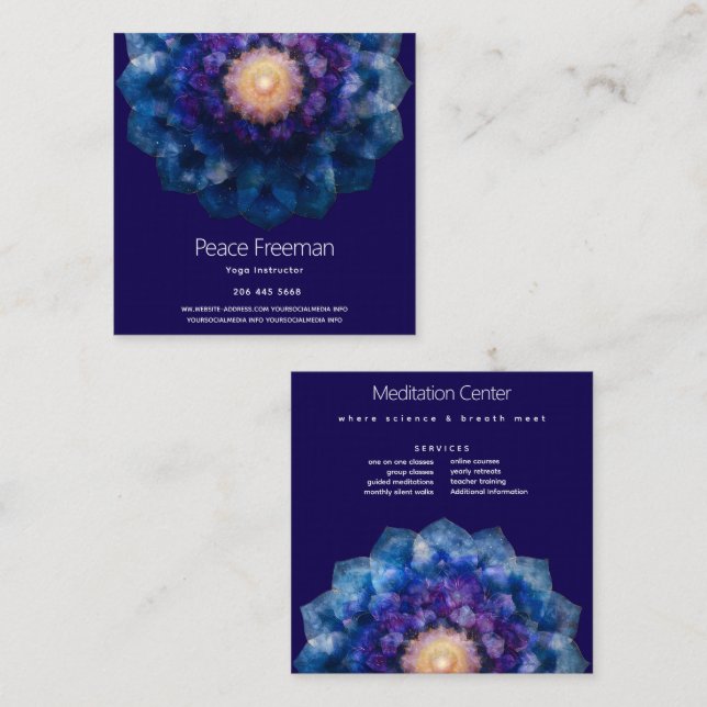 Starlight Mandala Square Business Card (Front/Back)