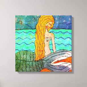 Starlight Mermaid Abstract Art Canvas Print