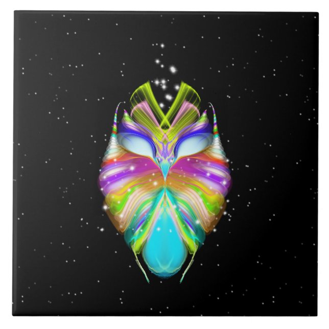 Starlight Oracle Owl Ceramic Tile (Front)