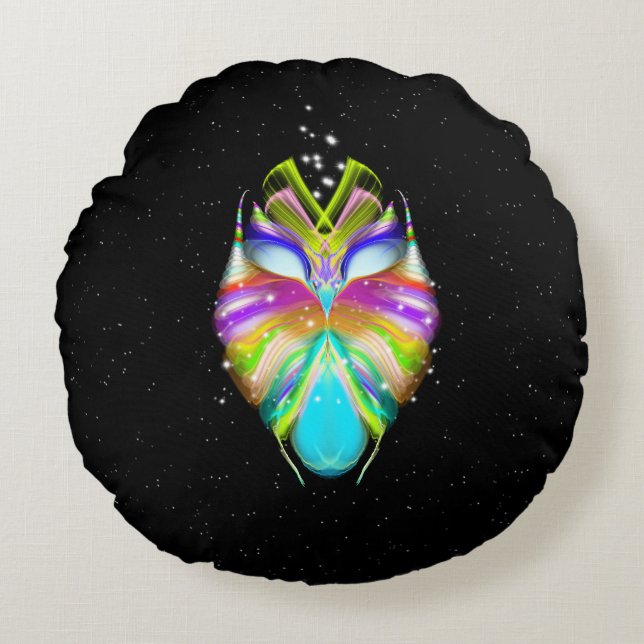 Starlight Oracle Owl Round Pillow (Front)