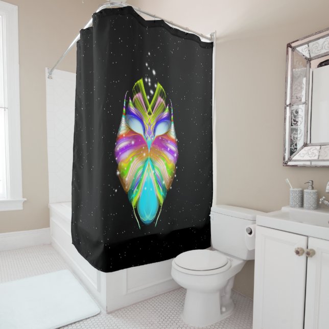 Starlight Oracle Owl Shower Curtain (In Situ)