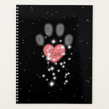 Starlight Pink Heart Paw Print Pet Sitter Black