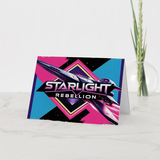 Starlight Rebellion Retro Pop Culture Poster 80s- Foil Greeting Card (Front)