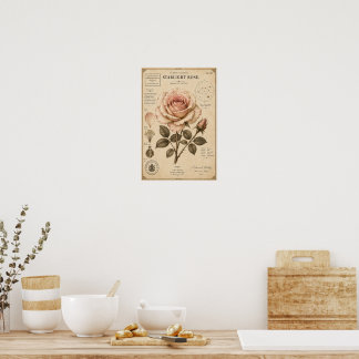 Starlight Rose Victorian Botanical Museum Print