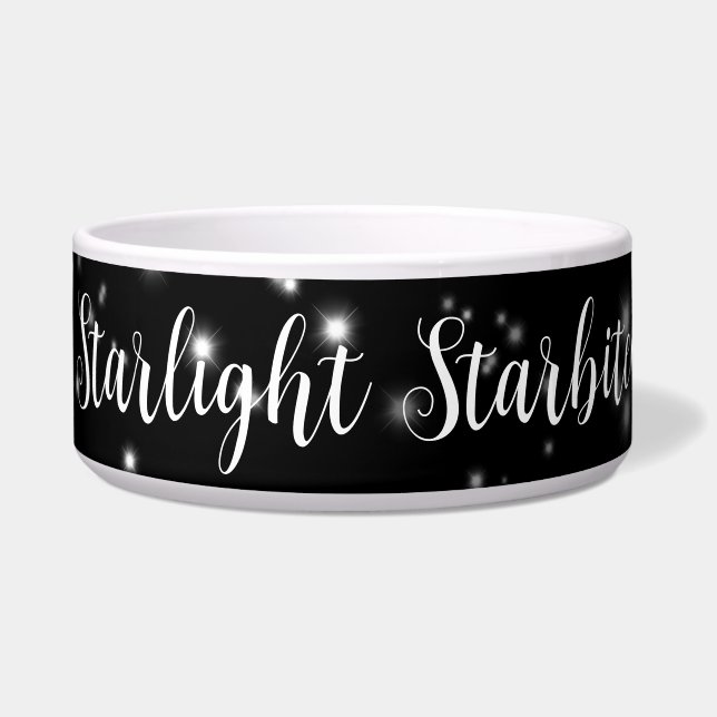 Starlight Sparkles Black and White Stars Bowl (Front)