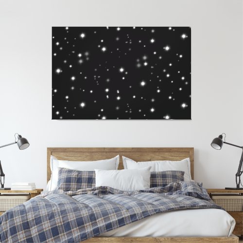 Starlight Sparkles Black and White Stars Canvas Print