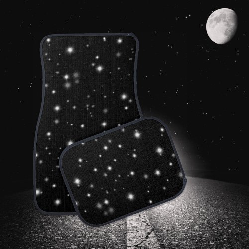 Starlight Sparkles Black and White Stars Car Floor Mat
