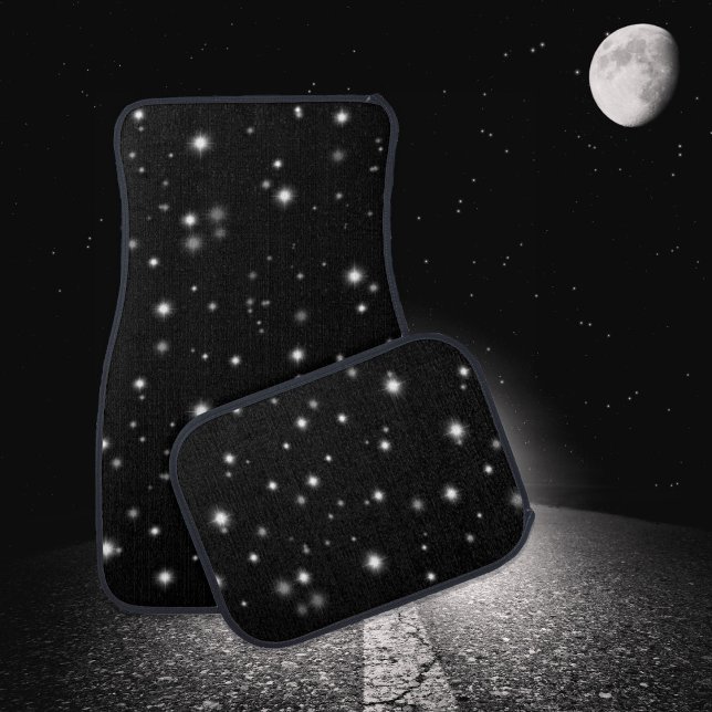 Starlight Sparkles Black and White Stars Car Floor Mat (Creator Uploaded)