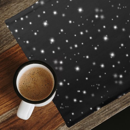 Starlight Sparkles Black and White Stars Cloth Placemat