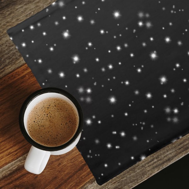 Starlight Sparkles Black and White Stars Cloth Placemat (Creator Uploaded)