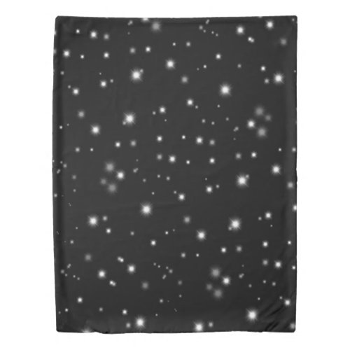 Starlight Sparkles Black and White Stars Duvet Cover