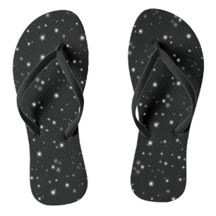 Starlight Sparkles Black and White Stars Flip Flops