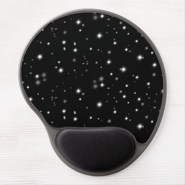Starlight Sparkles Black and White Stars Gel Mouse Pad (Front)