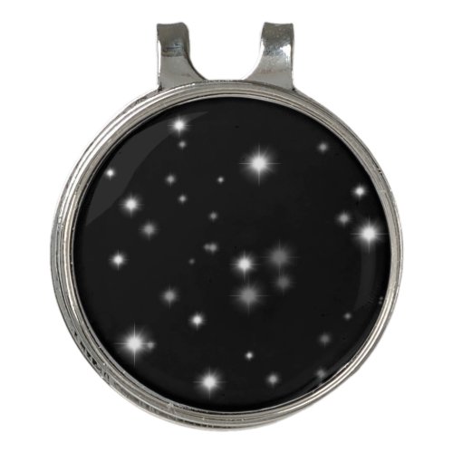 Starlight Sparkles Black and White Stars Golf Hat Clip