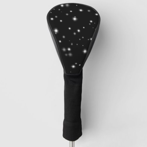 Starlight Sparkles Black and White Stars Golf Head Cover