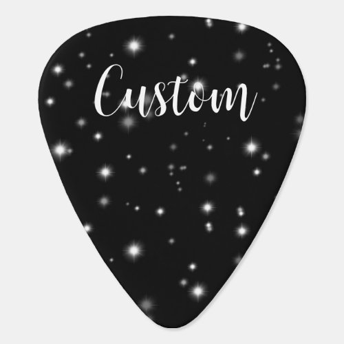 Starlight Sparkles Black and White Stars Guitar Pick