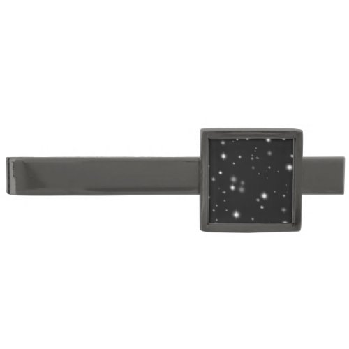 Starlight Sparkles Black and White Stars Gunmetal Finish Tie Bar