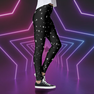 Starlight Sparkles Black and White Stars Leggings