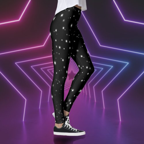 Starlight Sparkles Black and White Stars Leggings