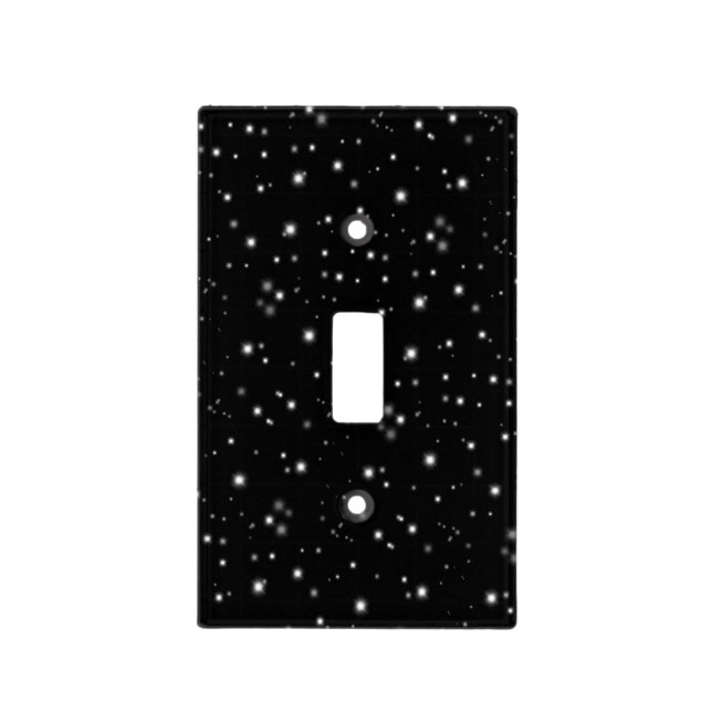 Starlight Sparkles Black and White Stars Light Switch Cover (Front)