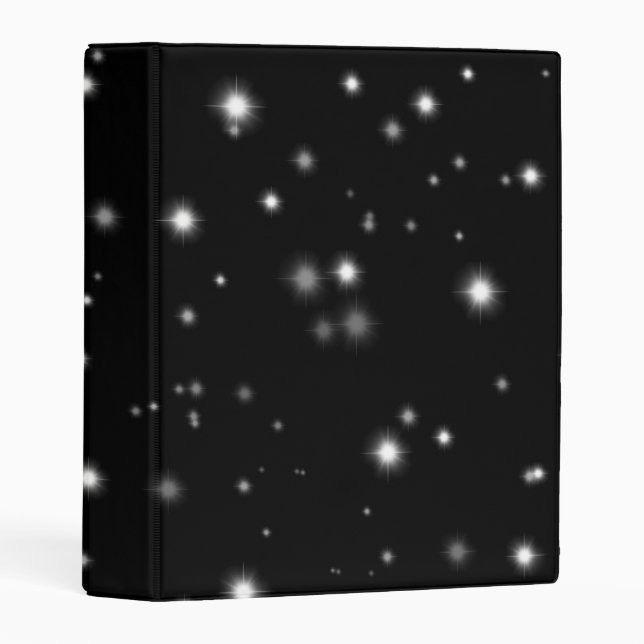 Starlight Sparkles Black and White Stars Mini Binder (Front/Spine)