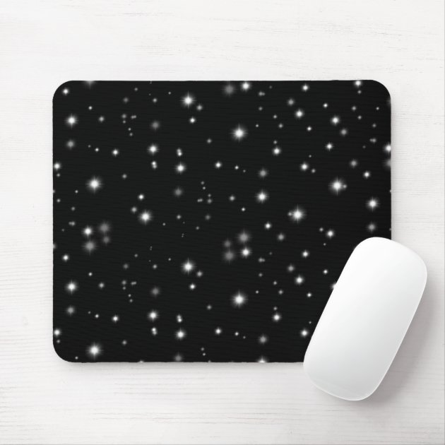 Starlight Sparkles Black and White Stars Mouse Pad | Zazzle