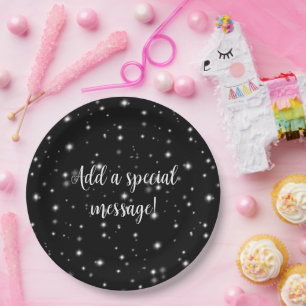 Starlight Sparkles Black and White Stars Paper Plates