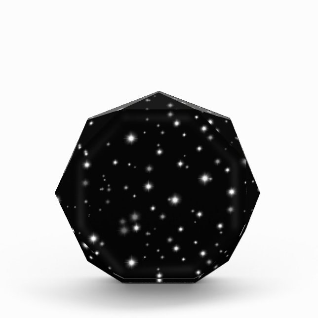 Starlight Sparkles Black and White Stars Photo Block (Front)