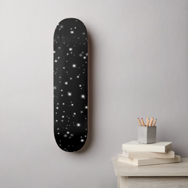 Starlight Sparkles Black and White Stars Skateboard (Wall Art)