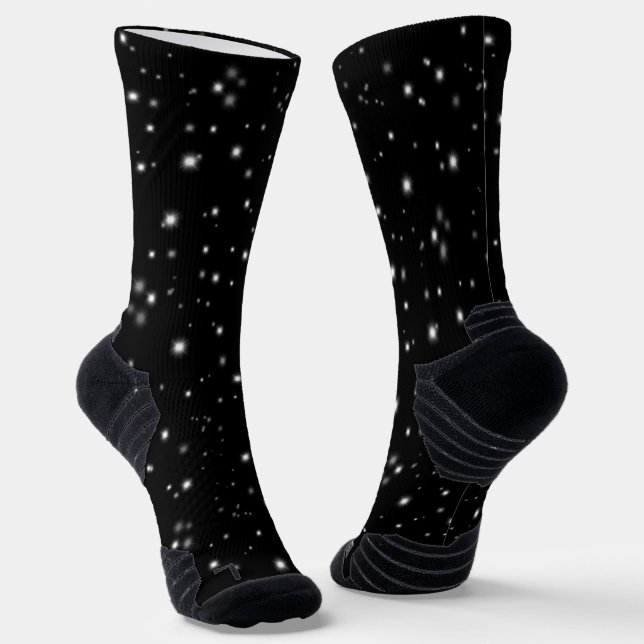 Starlight Sparkles Black and White Stars Socks (Angled)
