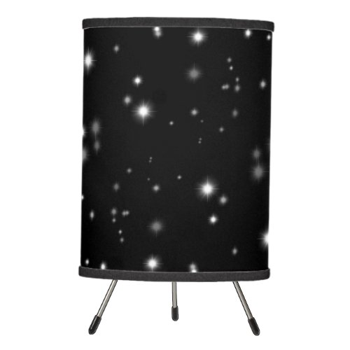 Starlight Sparkles Black and White Stars Tripod Lamp