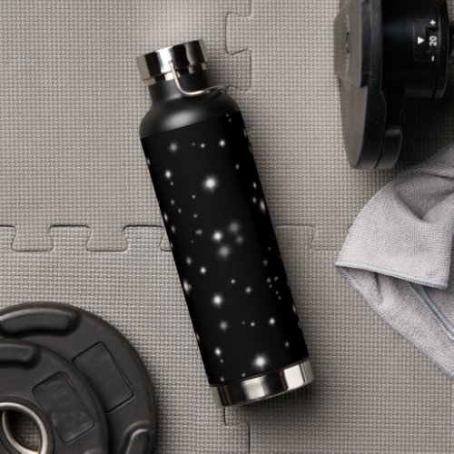 Starlight Sparkles Black and White Stars Water Bottle