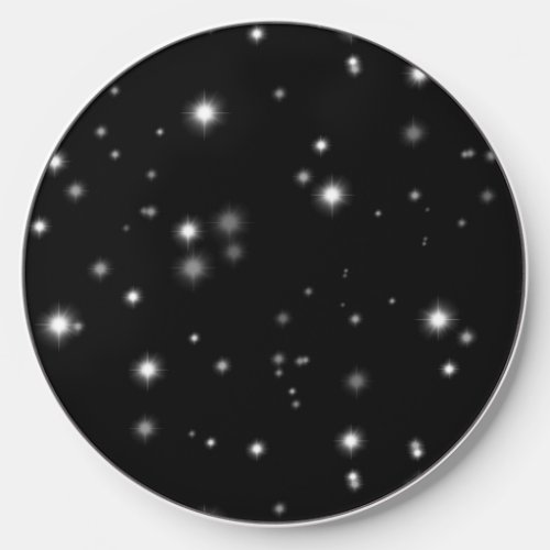 Starlight Sparkles Black and White Stars Wireless Charger