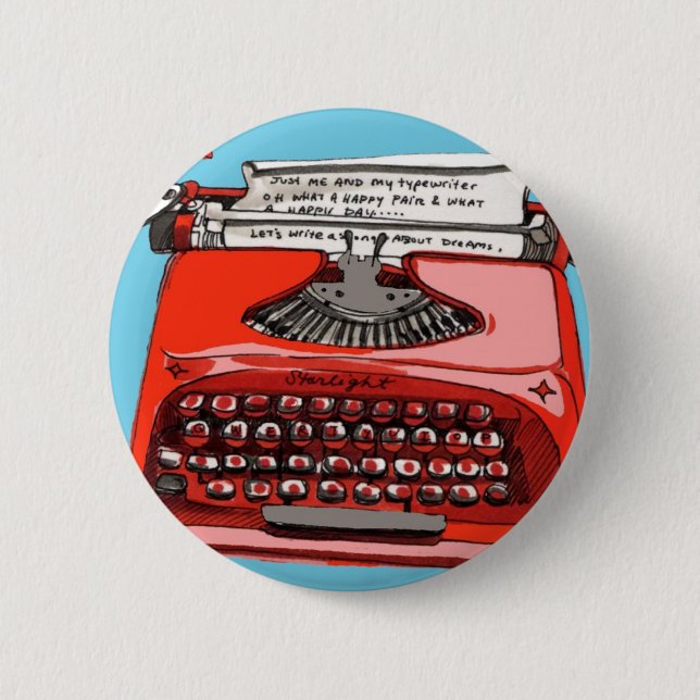 Starlight Starfire Typewriter Pinback Button (Front)