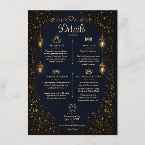 Starlight Symphony Wedding Details Card