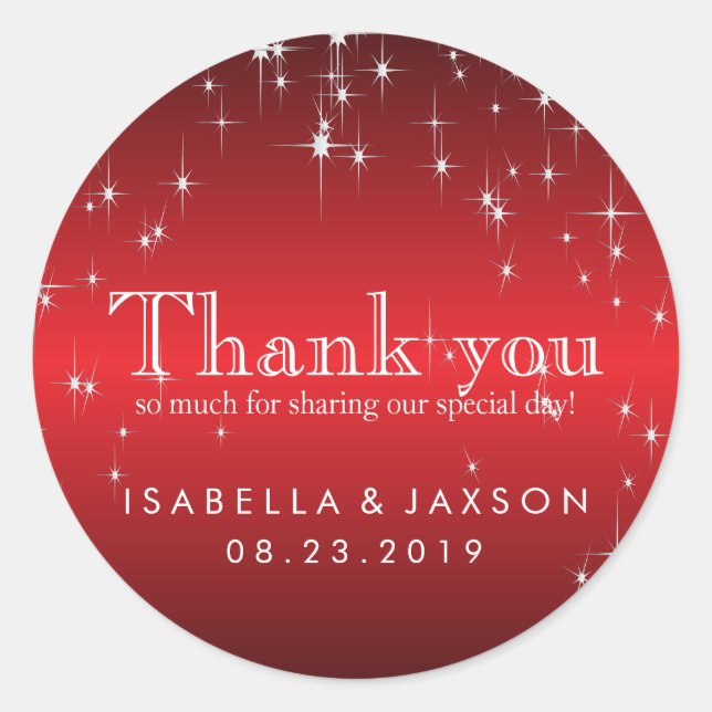 Starlights in Metallic Red Classic Round Sticker (Front)