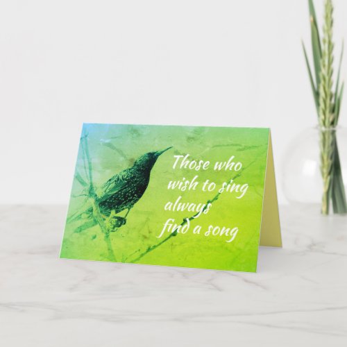 Starling on Tree Branch in May Singing Quote Card