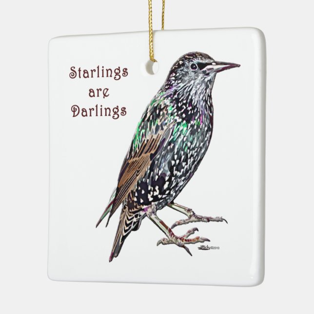 Starlings Are Darlings Ceramic Ornament (Left)