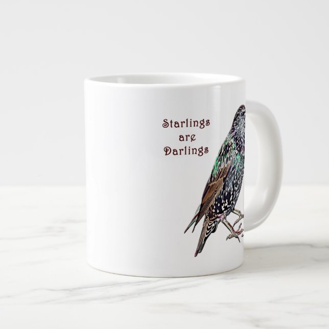 Starlings Are Darlings Large Coffee Mug (Front Right)