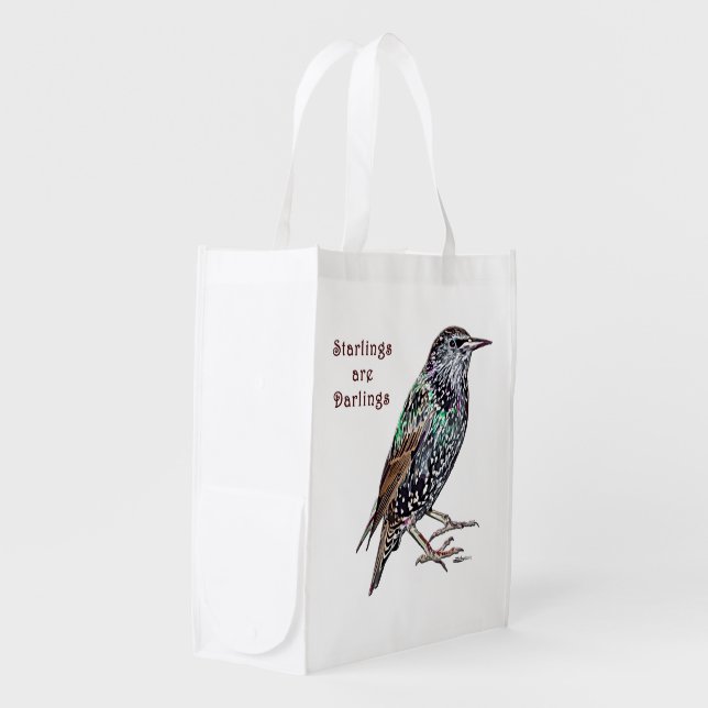 Starlings Are Darlings Reusable Grocery Bag (Front Side)