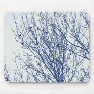 Starlings in a Tree - Cyanotype Effect Mouse Pad