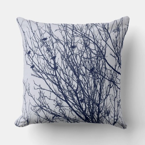 Starlings in a Tree Throw Pillow