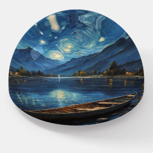 "Starlit Drift: Fishing Under the Cosmos Paperweight