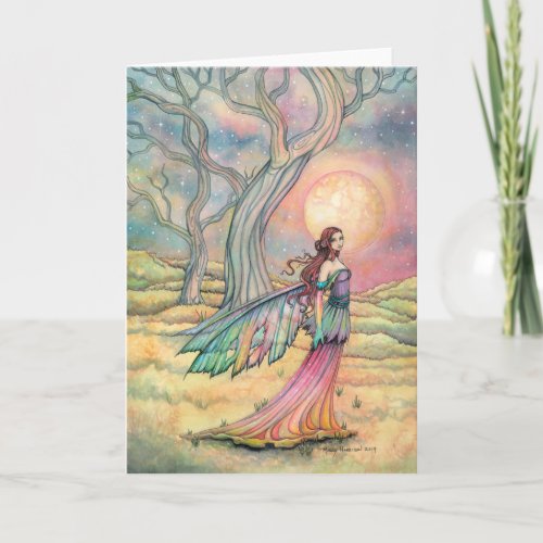 Starlit Dusk Fairy Card Watercolor Illustration