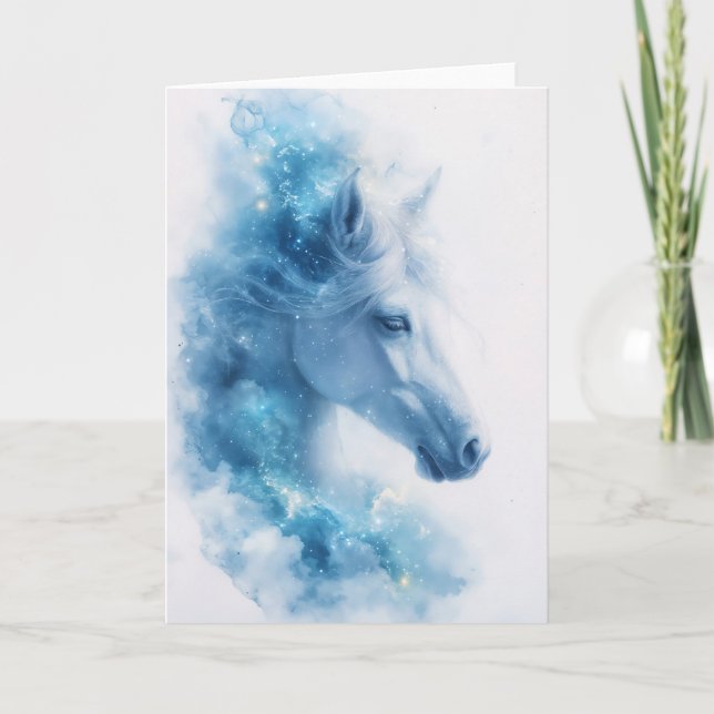 Starlit Elegance of a White Horse Card (Front)