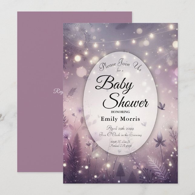 Starlit Enchantment in Bloom Baby Shower Invitation (Front/Back)